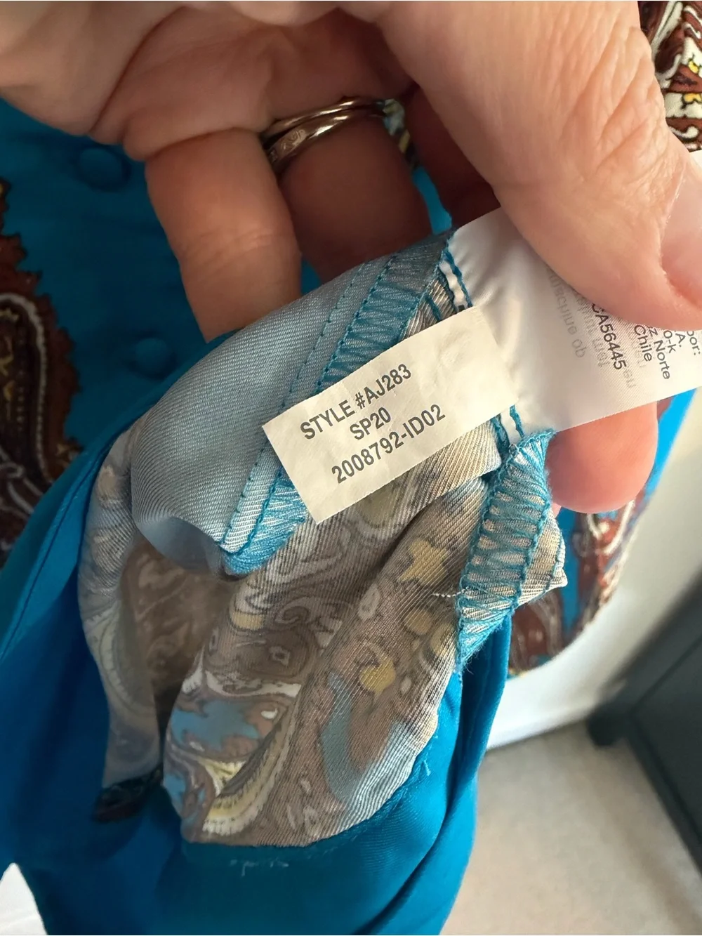 J Crew Drapey Paisley Button Up Shirt Blue Yellow Trim Medium